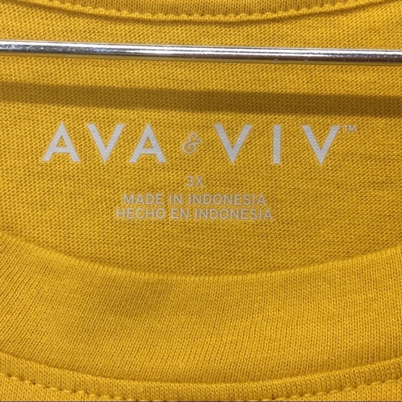 AVA & VIV T-Shirt Women's Plus Size 3x(24-26) Gold Scoop Neck Short Sleeve Comfy - Picture 2 of 6